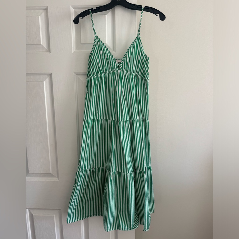 Olivaceous Green Striped Dress